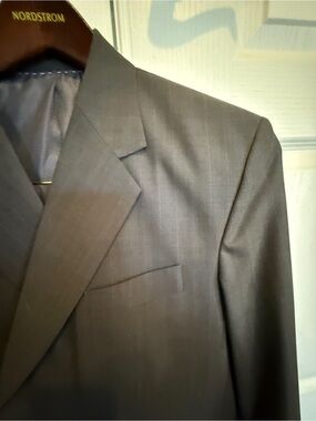2 piece custom tailored Men's Gray Pinstripe Suit